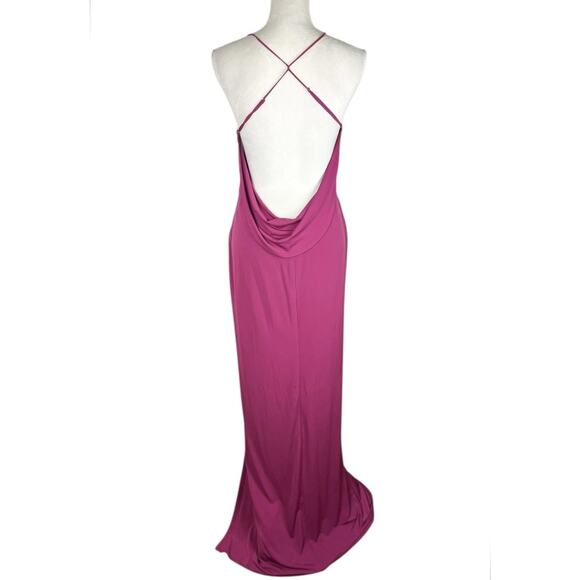 Revolve Katie May Dress So Juicy Hi-Lo Pink Peacock Ruched Crepe Size Large - Picture 8 of 12